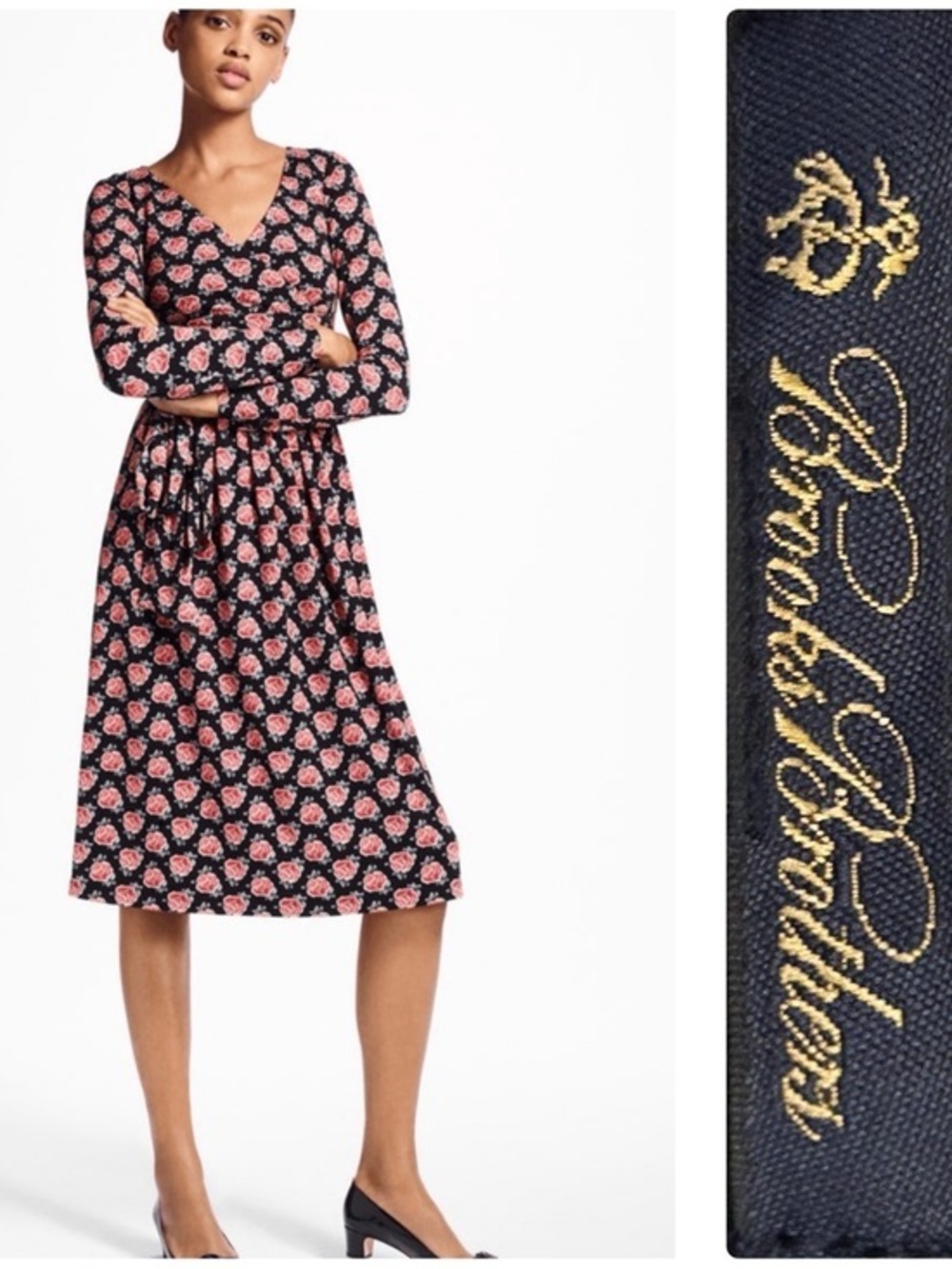 Brooks Brothers Midi Dress with Floral Rose Print